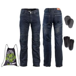 Pánske moto jeansy W-TEC Pawted s nepremokavou membránou tmavo modrá - 6XL