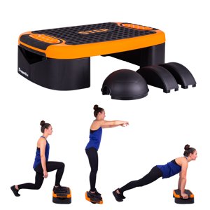 Multifunkčný aerobic step inSPORTline Multifun čierno-šedá