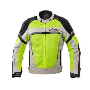 Pánska letná moto bunda W-TEC Saigair Fluo Yellow-Gray - XL rozšírená