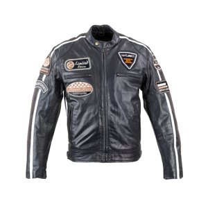 Pánska kožená moto bunda W-TEC Black Cracker čierna - 5XL