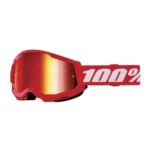 Detské motokrosové okuliare 100% Strata 2 Youth Mirror Červené, červené plexi