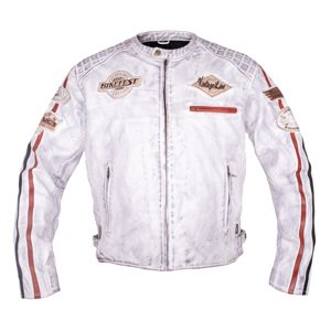 Pánska kožená moto bunda W-TEC Sheawen White New biela - 5XL