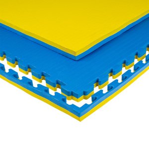 Puzzle tatami podložka inSPORTline Malmeida 100x100x4 cm šedo-černá, vzor 5 proužků
