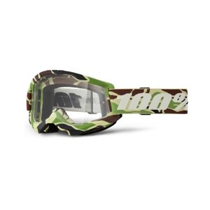 Motokrosové okuliare 100% Strata 2 New War camo, číre plexi