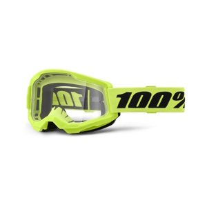Motokrosové okuliare 100% Strata 2 New Neon Yellow, číre plexi