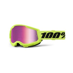 Motokrosové okuliare 100% Strata 2 New Mirror Neon žlté, ružové plexi