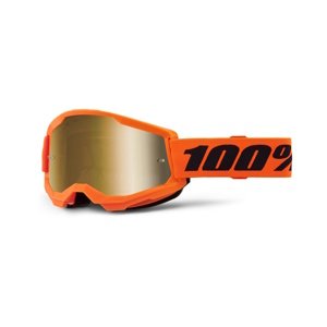 Motokrosové okuliare 100% Strata 2 New Mirror Oranžové, zlaté plexi