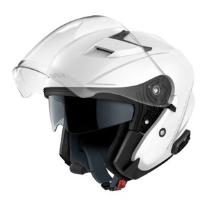 Moto prilba s headsetom SENA Outstar S lesklá biela L (61-62)