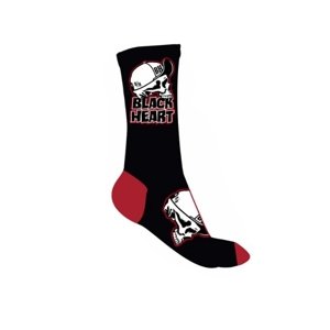 Ponožky BLACK HEART Cap Skull Socks bielo-čierno-červená - 10-11