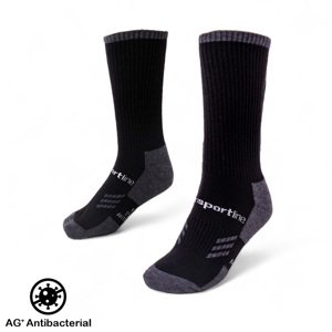 Merino vyššie ponožky inSPORTline Meritic Crew AG+ antibakteriálne čierno-šedá - 35-38
