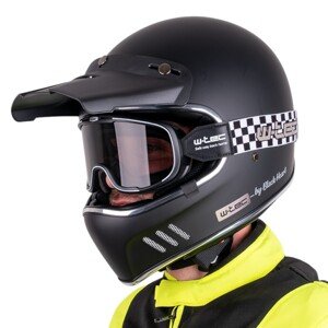 Moto prilba W-TEC Black Heart Retron s okuliarmi Chesster Simple Silver - M (57-58)